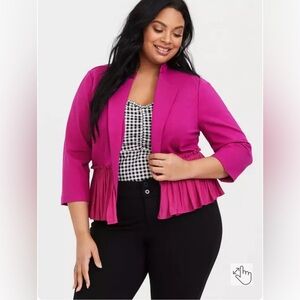 Torrid Pink Blazer with Ruffle Hem